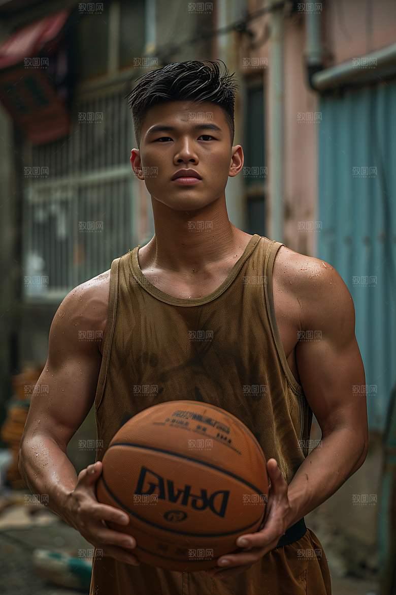 打篮球的人投篮肖像摄影图