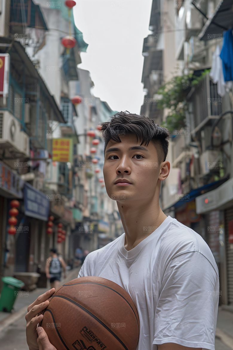打篮球的人肖像运动摄影图
