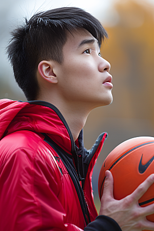打篮球的人肖像青年摄影图
