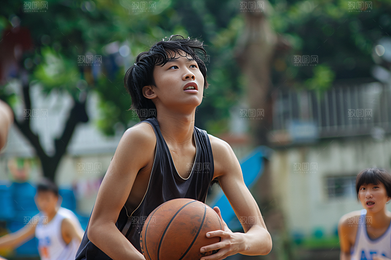 打篮球的人健康青年摄影图