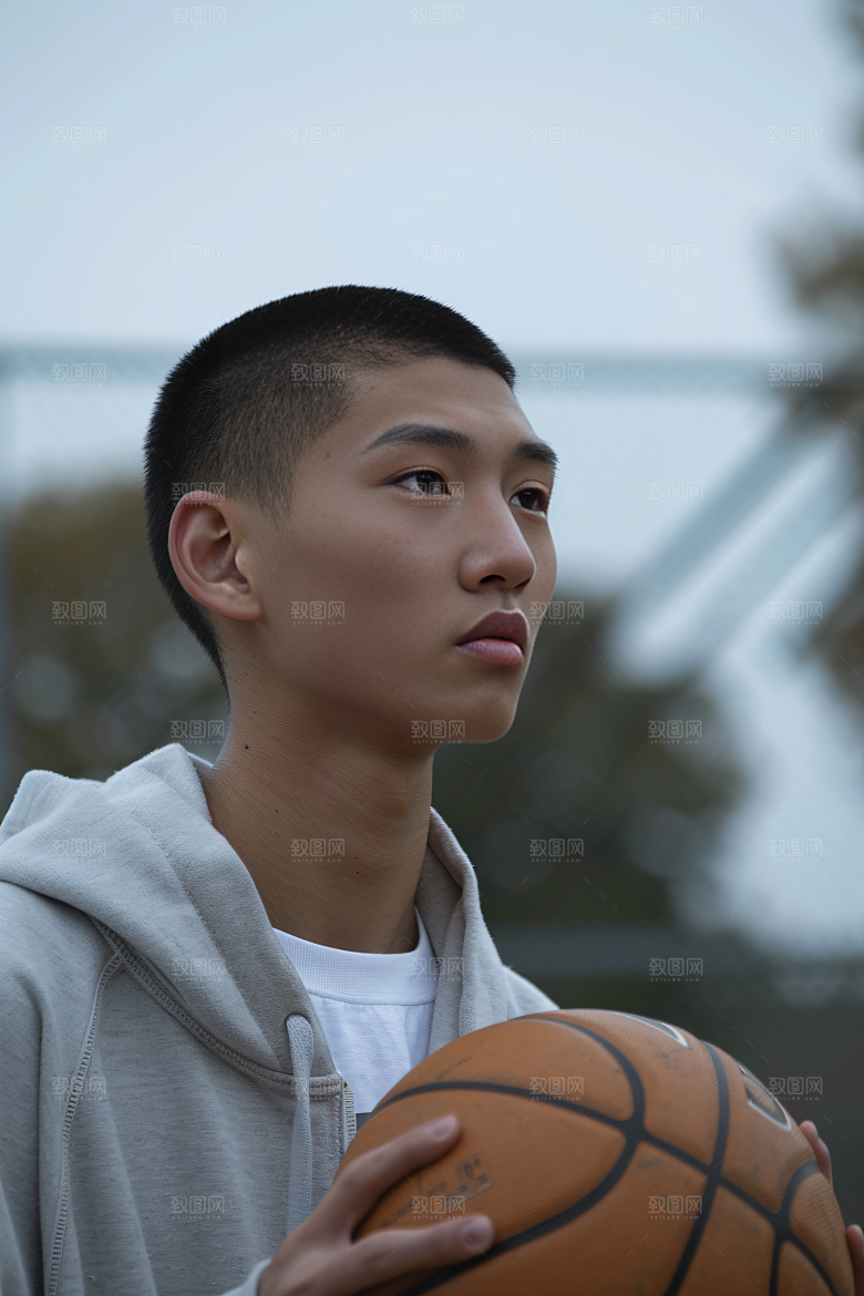 打篮球的人高清阳光摄影图