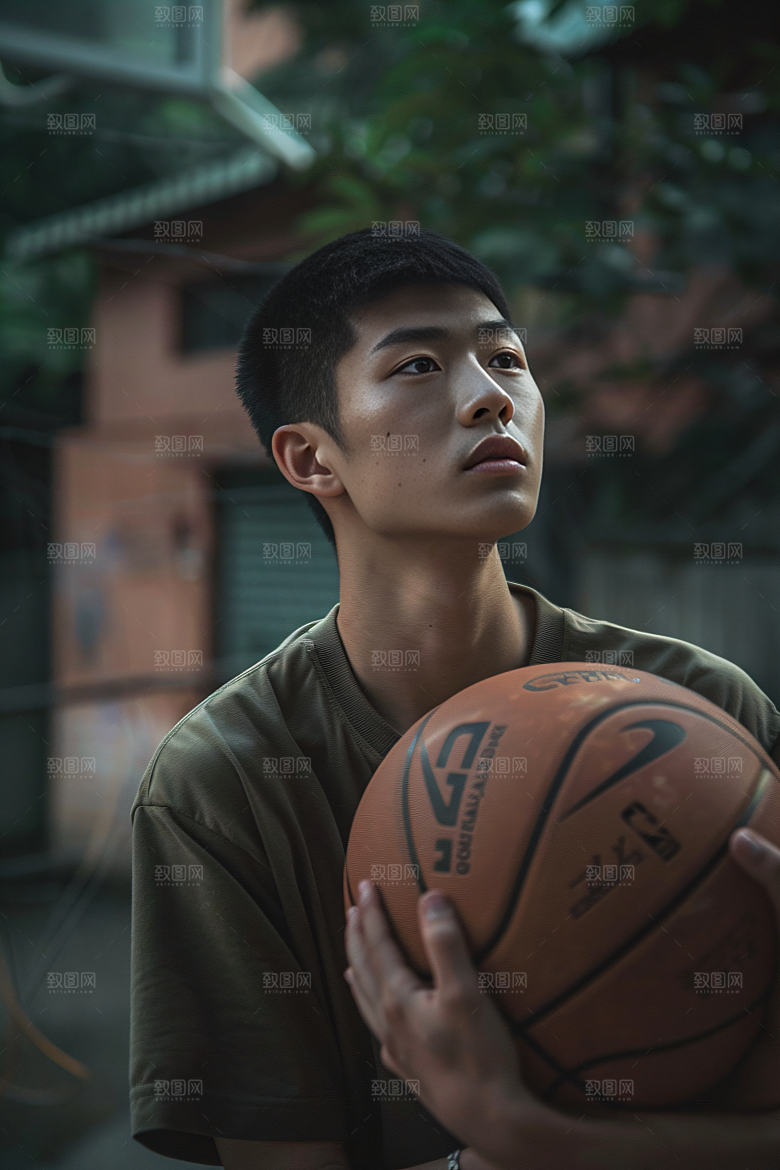 打篮球的人锻炼扣篮摄影图