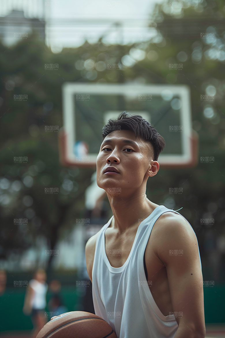 打篮球的人肖像健身摄影图