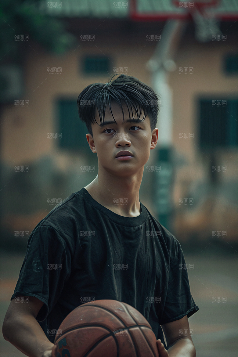 打篮球的人肖像体育摄影图
