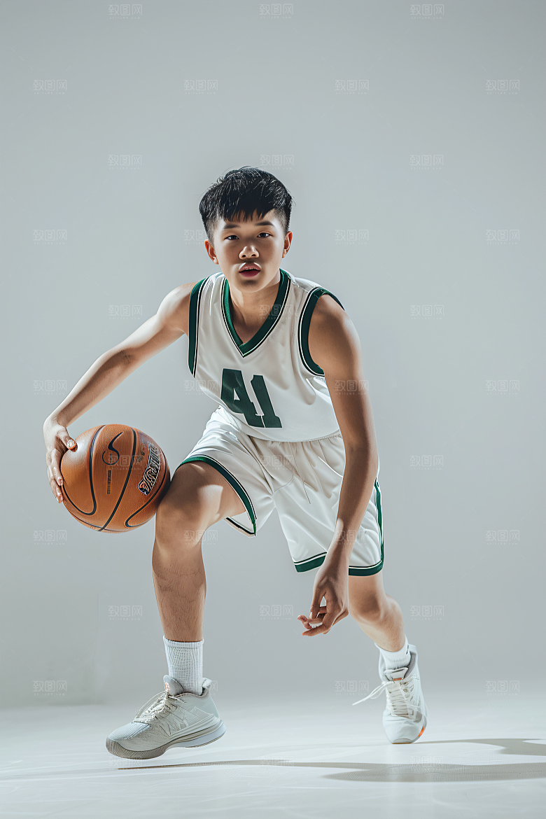 打篮球的人肖像运动摄影图