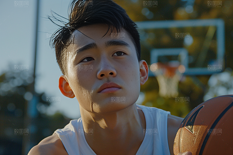 打篮球的人灌篮肖像摄影图