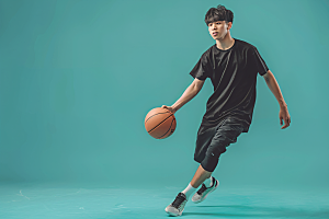 打篮球的人投篮健康摄影图