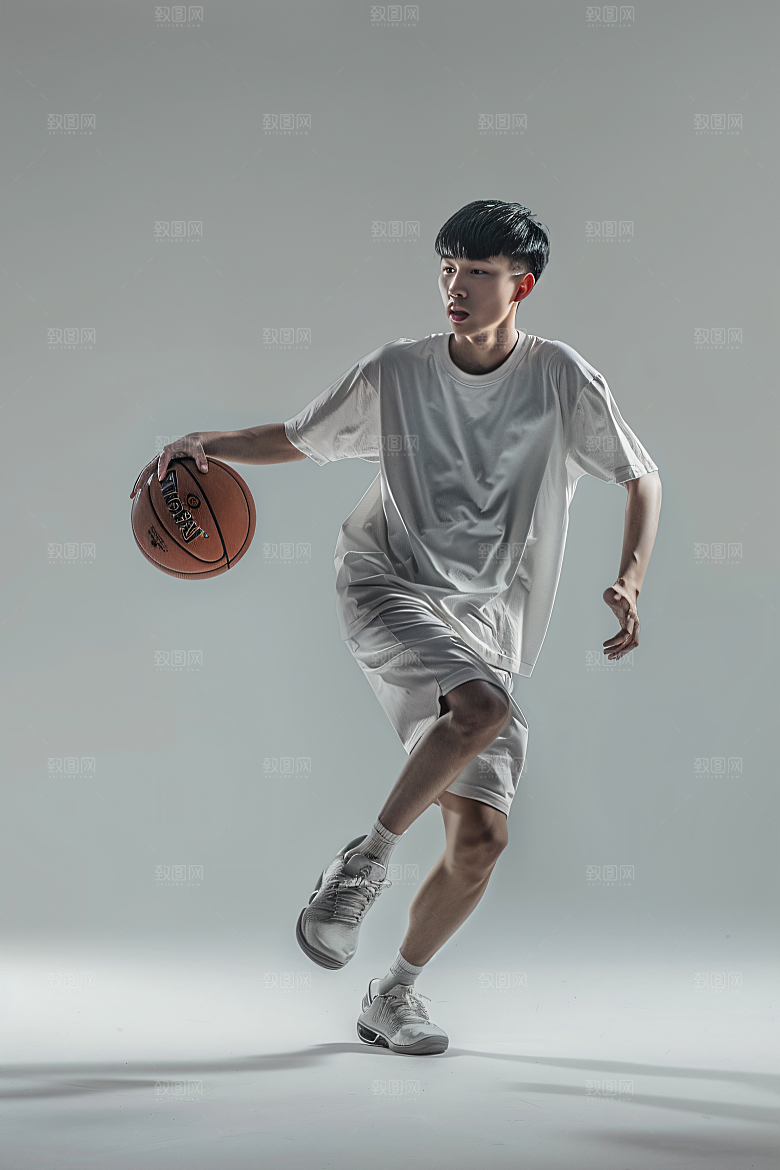 打篮球的人肖像健身摄影图