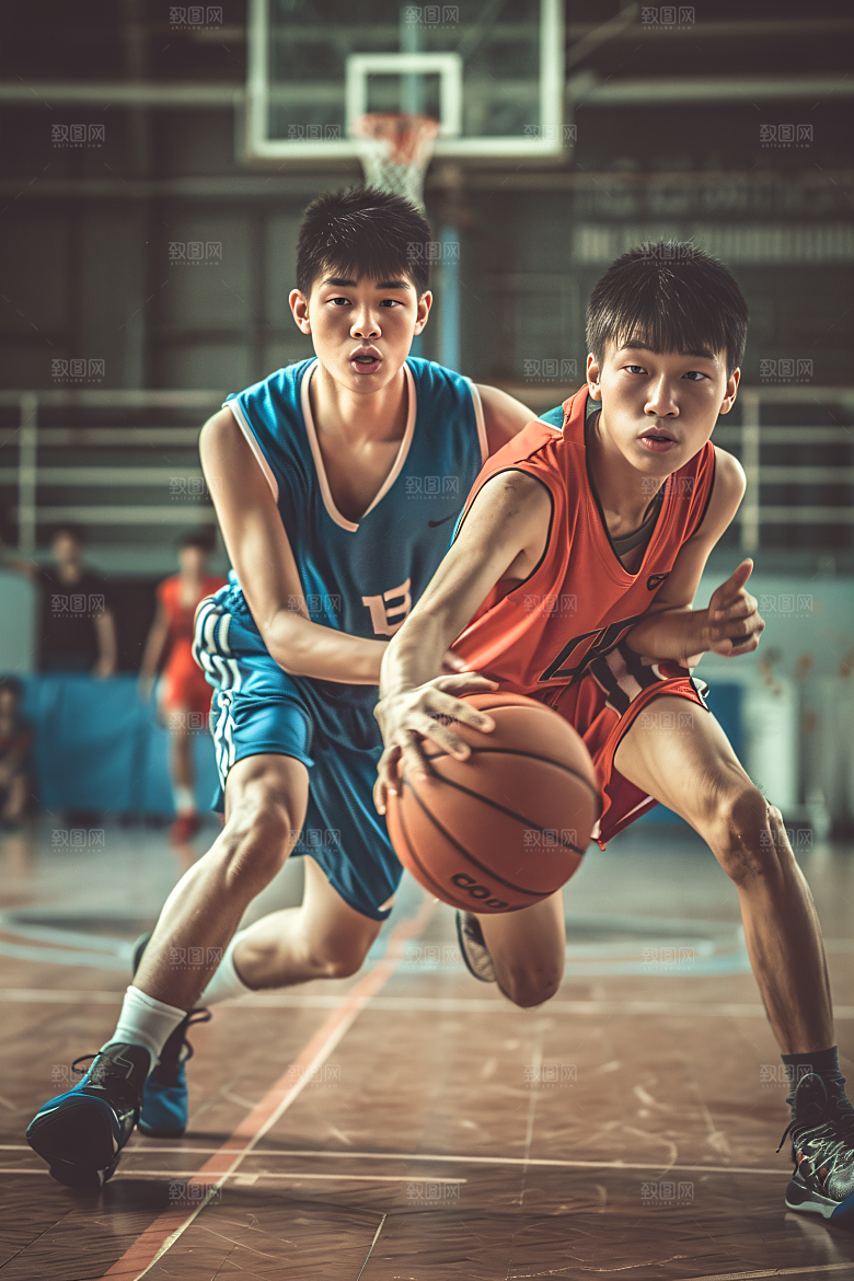 打篮球的人青年阳光摄影图