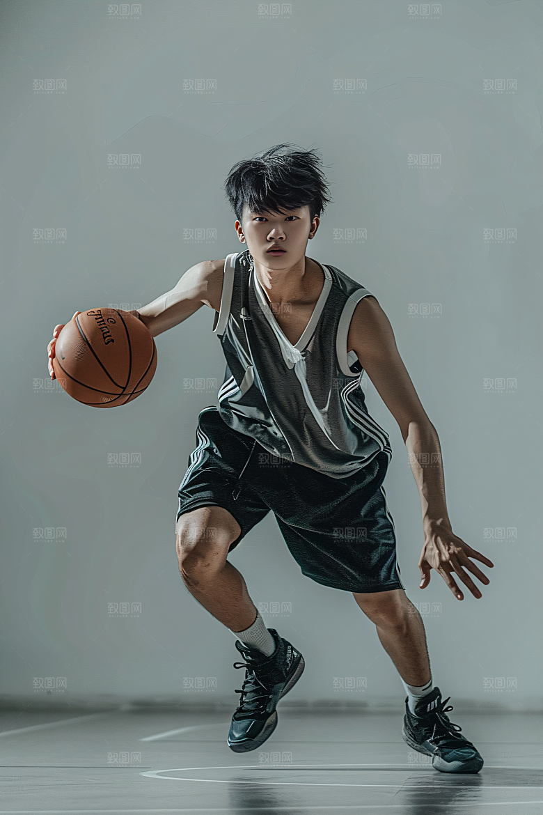 打篮球的人青年灌篮摄影图