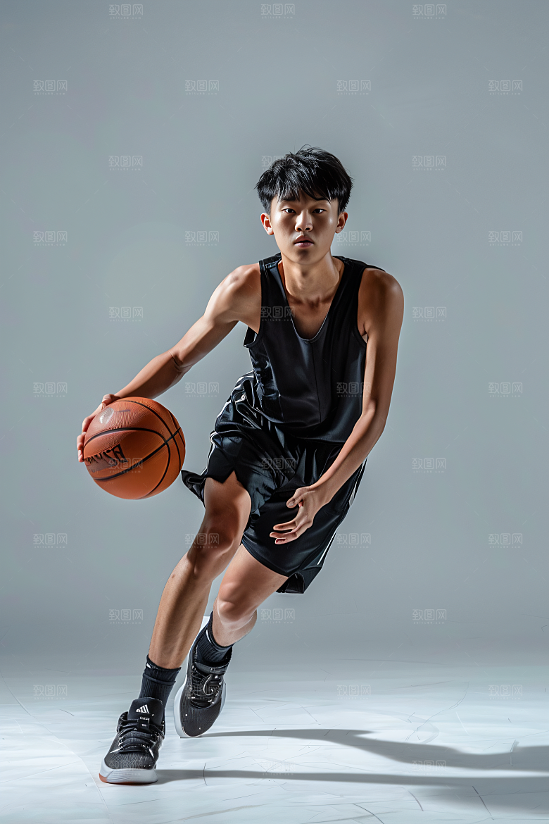 打篮球的人肖像健身摄影图