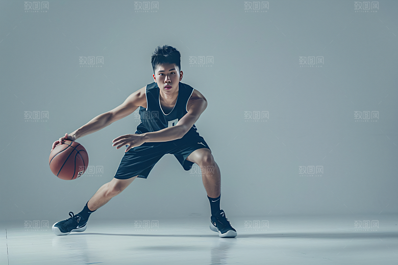 打篮球的人动感扣篮摄影图