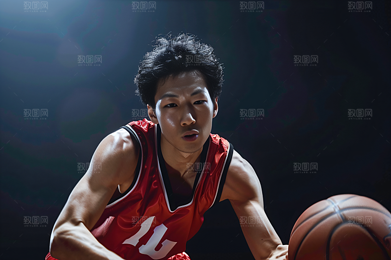 打篮球的人灌篮锻炼摄影图