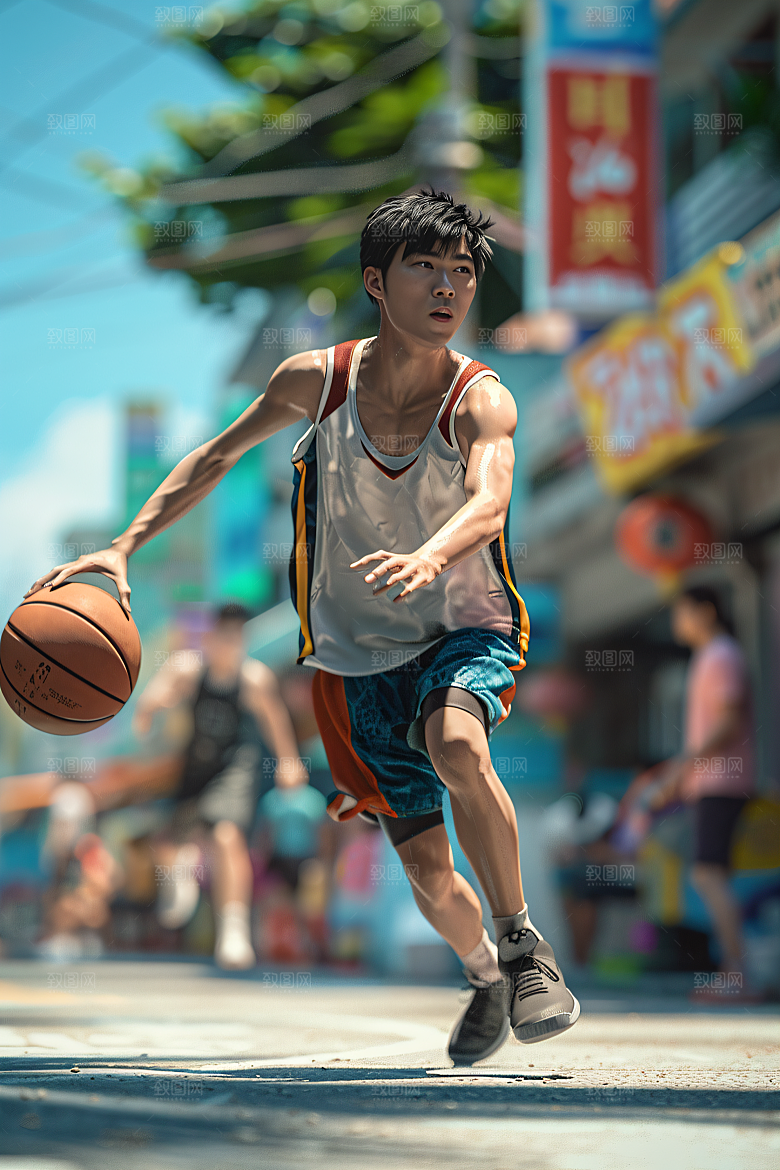 打篮球的人锻炼扣篮摄影图