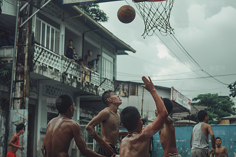 打篮球的人活力阳光摄影图