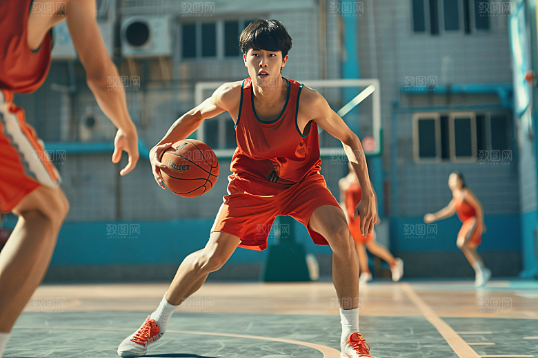 打篮球的人灌篮高清摄影图