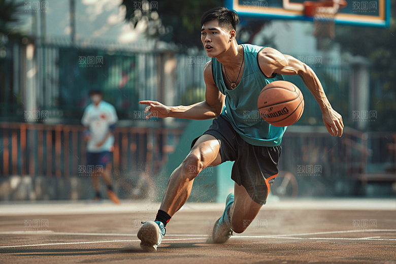 打篮球的人肖像健身摄影图