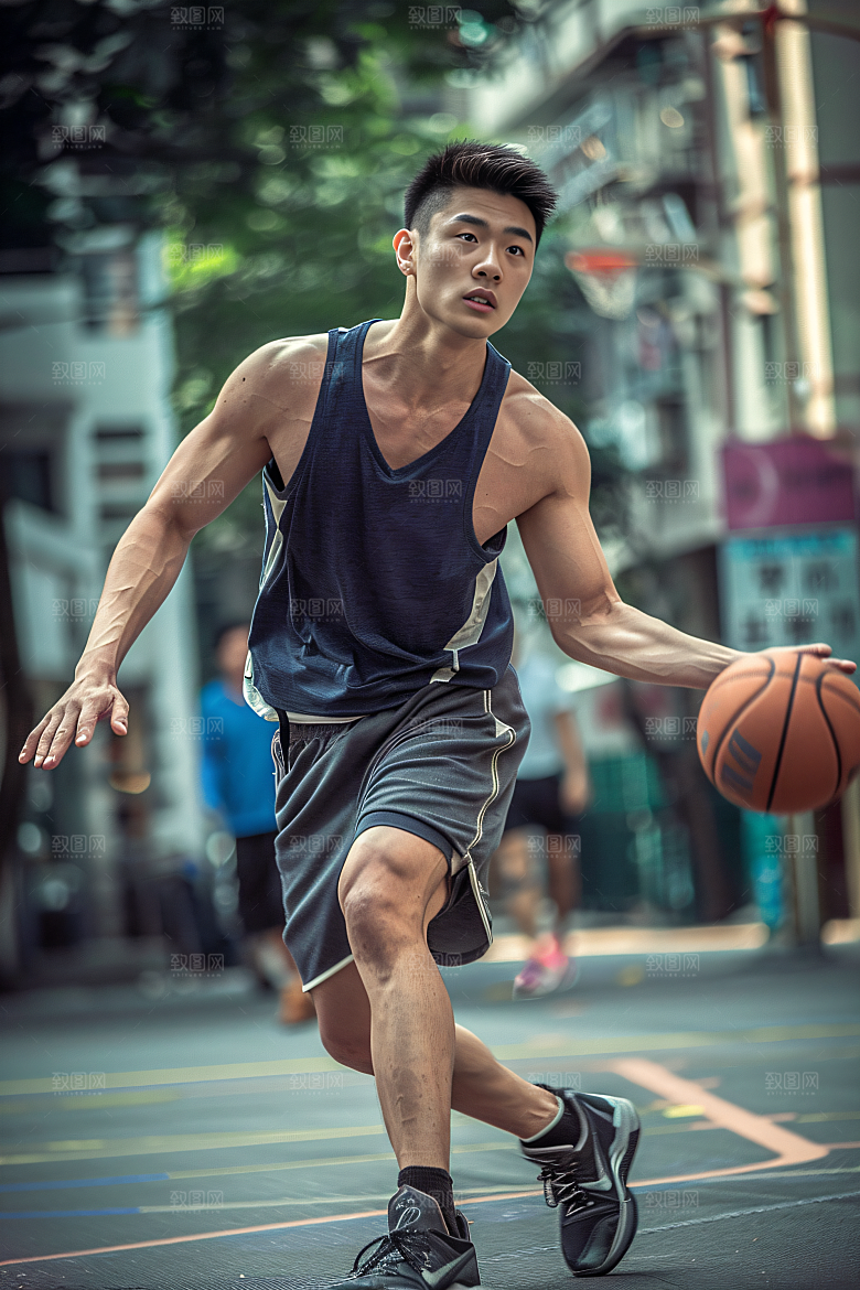 打篮球的人活力锻炼摄影图