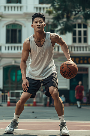 打篮球的人活力健康摄影图