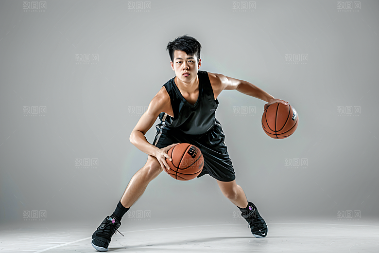 打篮球的人活力肖像摄影图