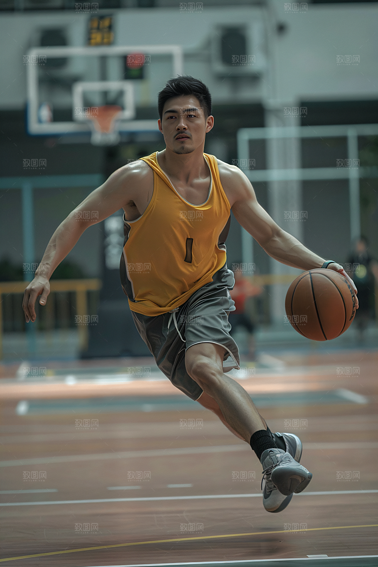 打篮球的人高清动感摄影图