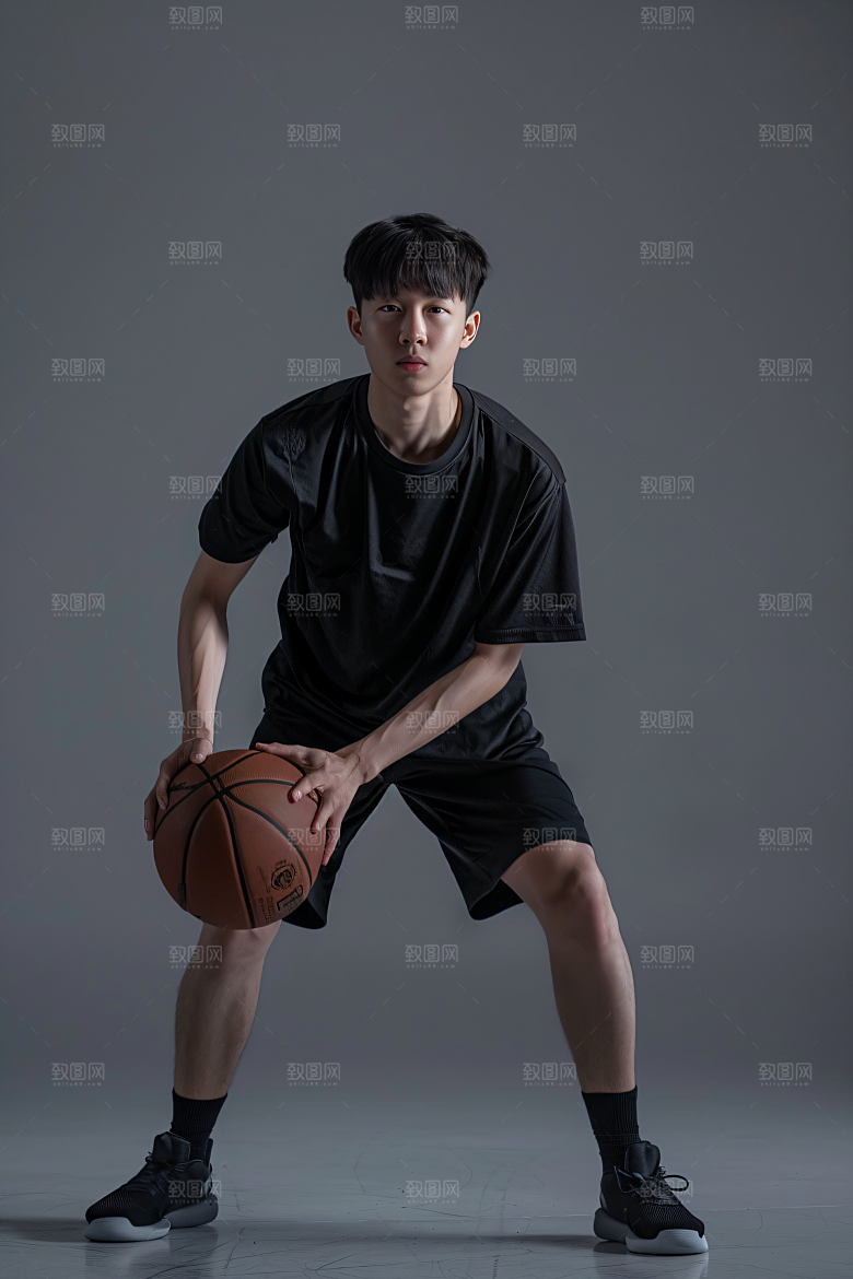 打篮球的人投篮青年摄影图