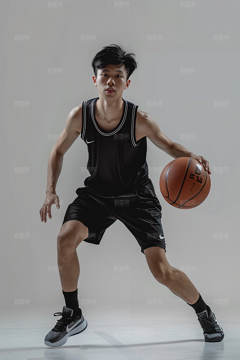 打篮球的人活力锻炼摄影图