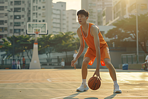 打篮球的人活力运动摄影图