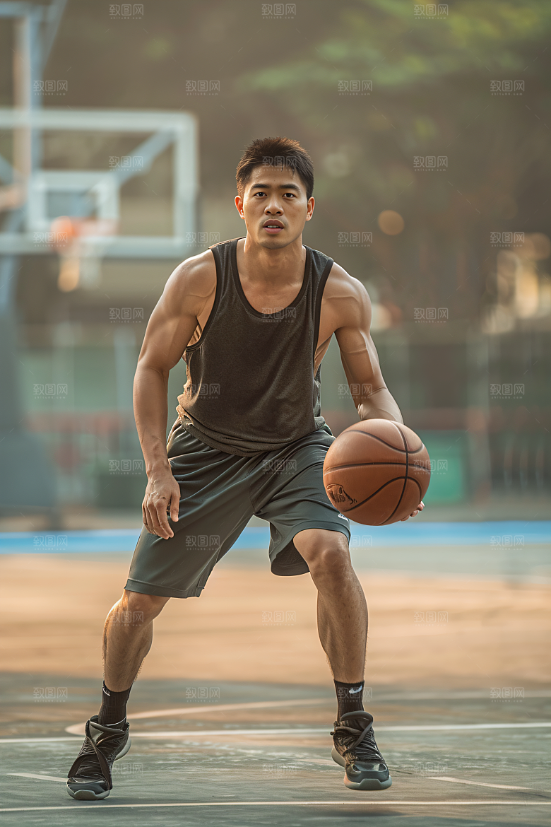 打篮球的人青年健身摄影图
