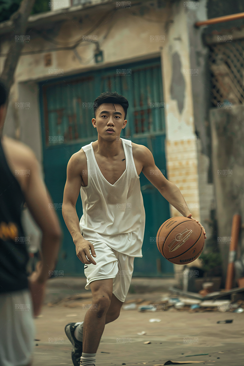 打篮球的人肖像体育摄影图