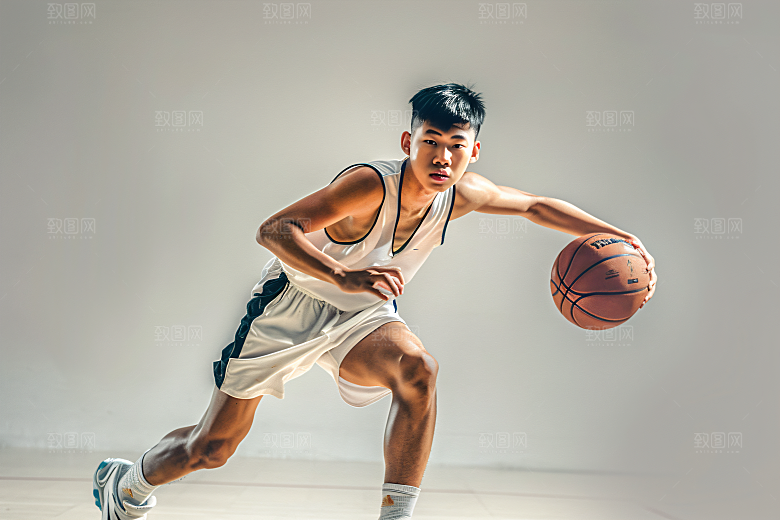 打篮球的人动感锻炼摄影图