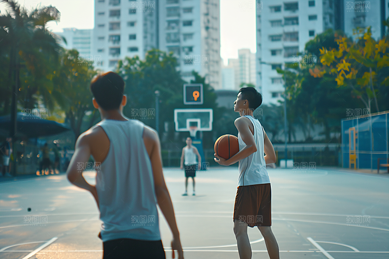 打篮球的人健康锻炼摄影图
