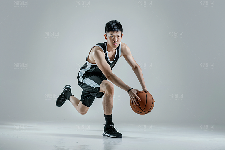 打篮球的人肖像扣篮摄影图