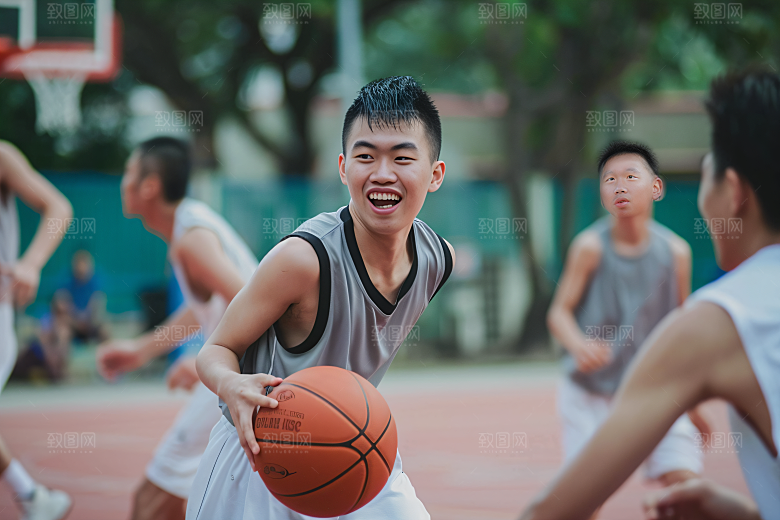 打篮球的人青年扣篮摄影图