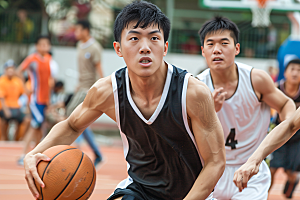 打篮球的人运动青年摄影图