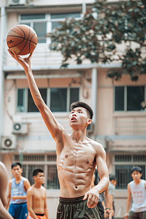 打篮球的人活力青年摄影图