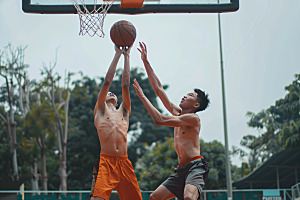 打篮球的人锻炼高清摄影图