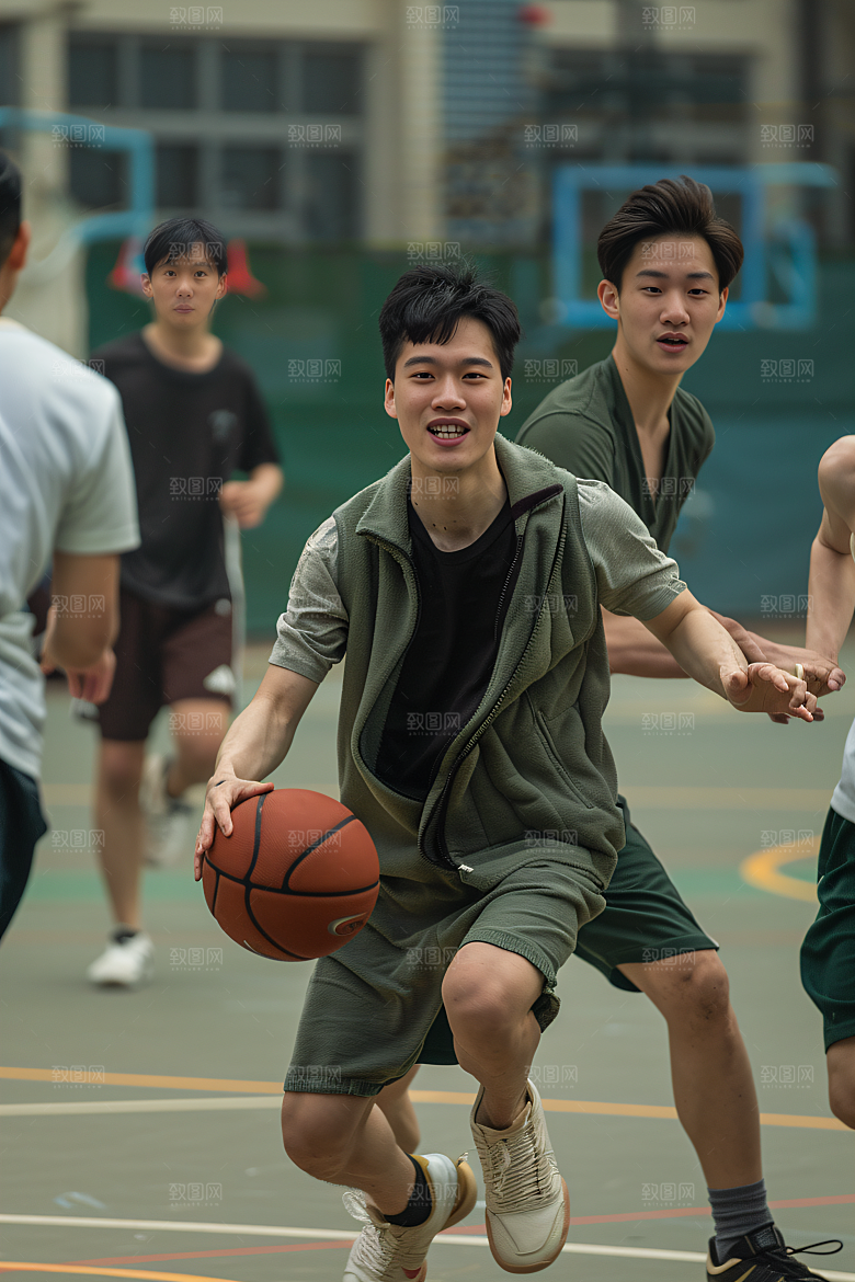 打篮球的人灌篮青年摄影图