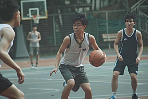 打篮球的人体育健康摄影图