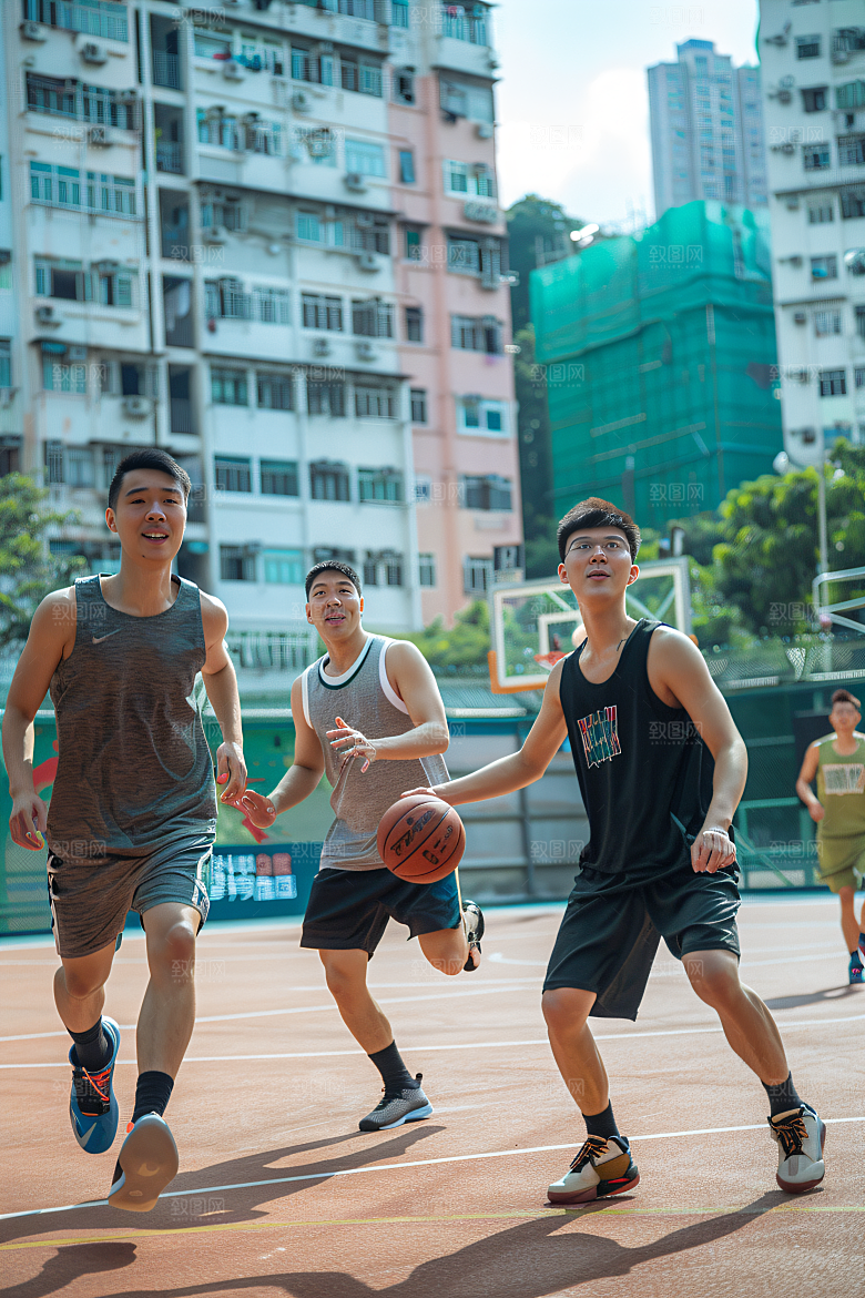 打篮球的人阳光活力摄影图