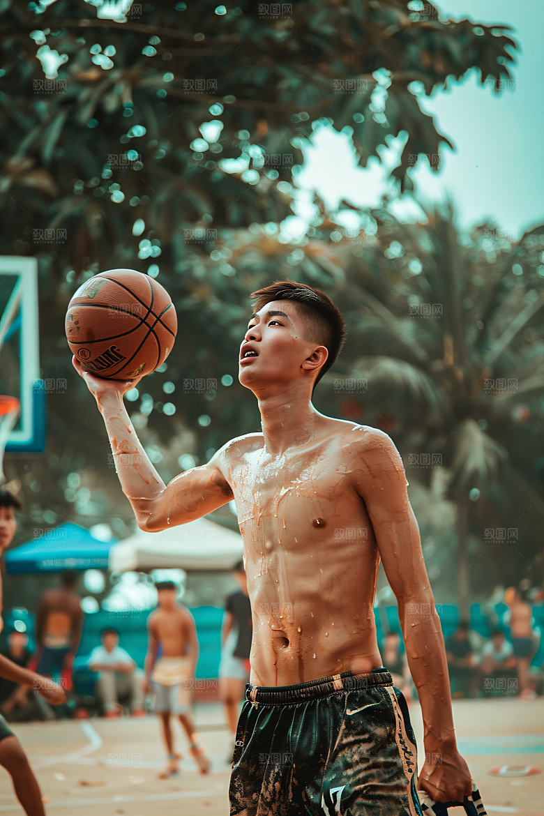 打篮球的人阳光青年摄影图