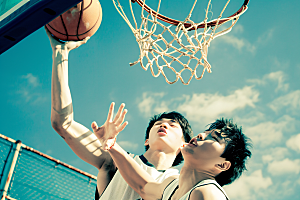 打篮球的人活力阳光摄影图