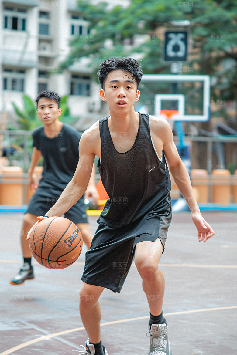 打篮球的人锻炼肖像摄影图