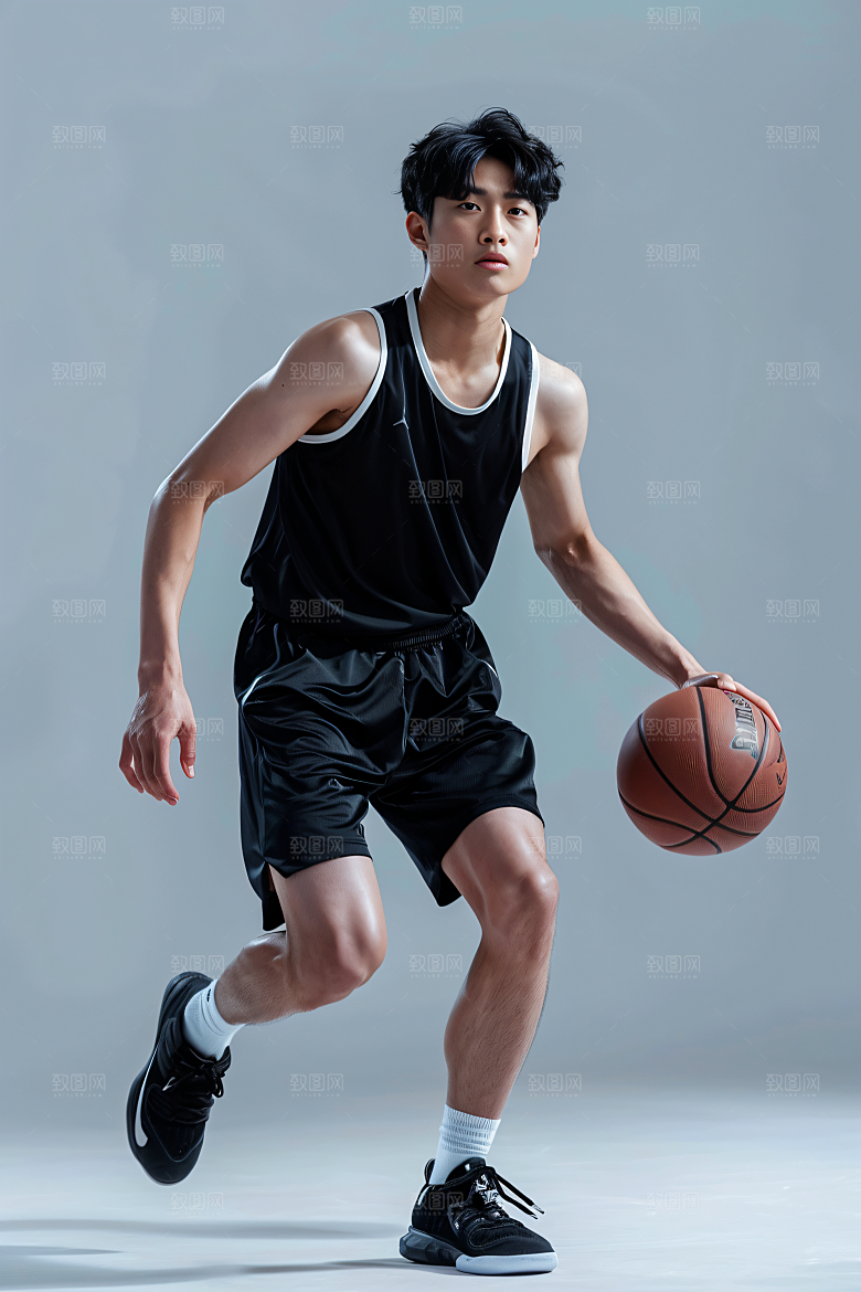 打篮球的人阳光灌篮摄影图