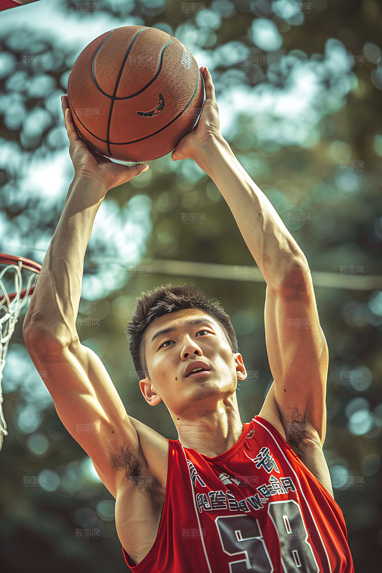 打篮球的人扣篮健身摄影图