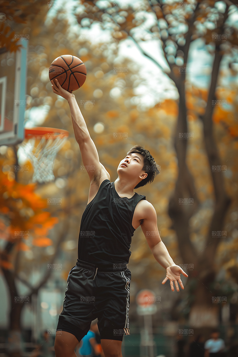 打篮球的人灌篮健康摄影图