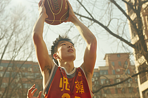 打篮球的人青年高清摄影图