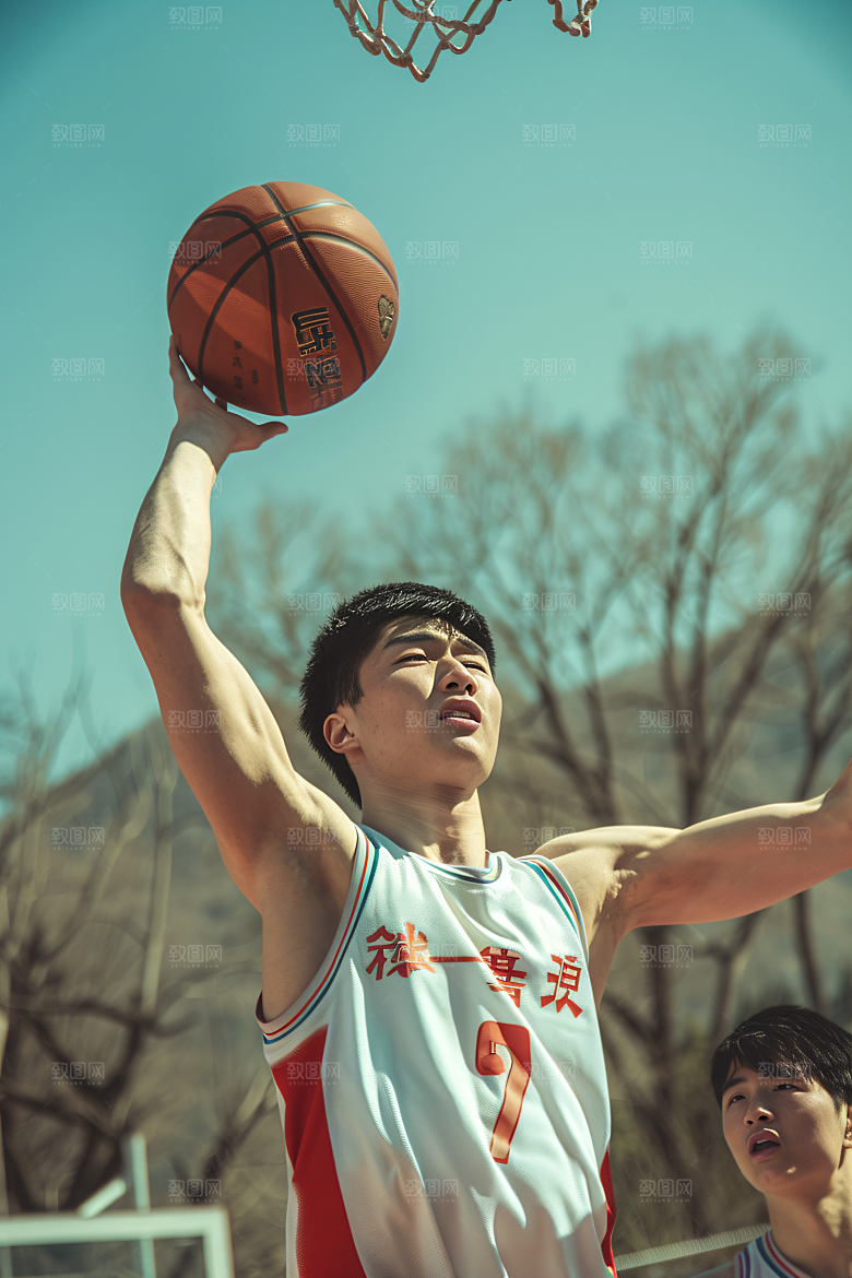 打篮球的人阳光青年摄影图