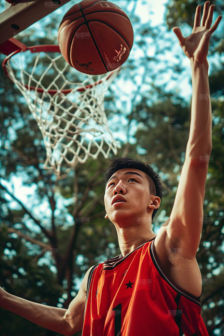 打篮球的人投篮动感摄影图