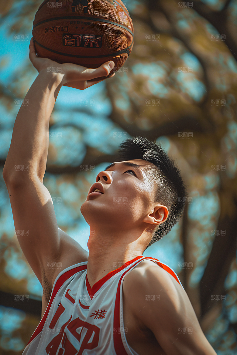 打篮球的人动感投篮摄影图